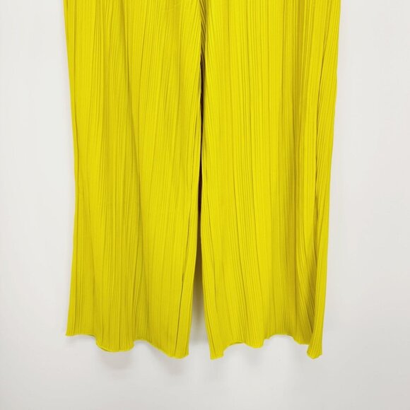 Rafaella Womens Wide Leg Pleated Pants M Yellow Olive  Comfortable Fit - Picture 10 of 11